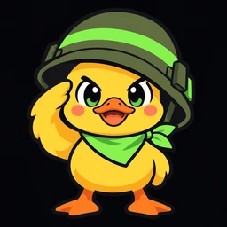 Trenchoor app icon: Sarge, a yellow duckling in a green-striped helmet, saluting